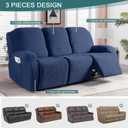 Ruaozz Recliner Sofa Covers Recliner Chair Covers Couch Covers for Reclining Couches with Pockets Washable Furniture Protector with Elastic Bottom (3 Seater, Dark Blue)