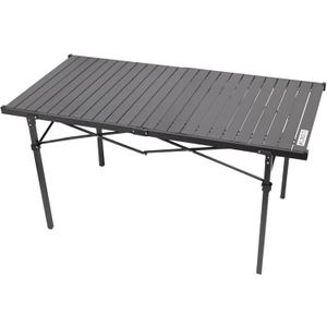 WILDROOTS Folding Camping Black Table with Carry Bag, Roll Up 4-6 People Portable Camp Square Tables for Picnic, Cooking, Beach, Travel, BBQ (XL