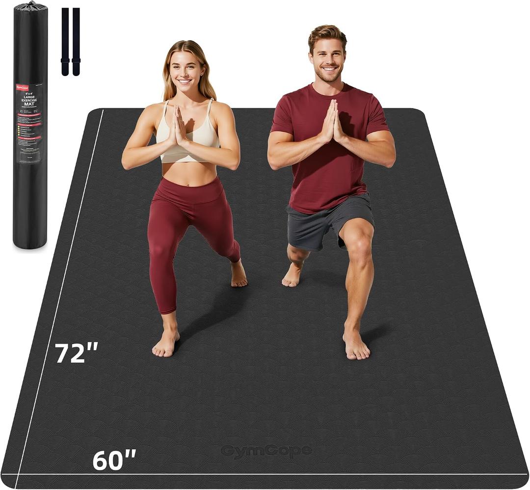 Extra Large Yoga Mat 72"x48" or 78"x57", 1/4"1/2" Thick Mat for Women & Men, TPE Non-Slip Pilates Mat for Home Gym, Yoga, Stretching, Meditation