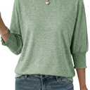 Dokotoo Women's 2026 Fashion Tops 3/4 Sleeve T-Shirts Cute Crewneck Basic Business Tees Blouses, Size XS