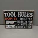 2 x Robert Art Garage Tool Rule Tin Metal Wall Decoration, Original Design Thick Tinplate Tool Rules Wall Art Sign for Garage