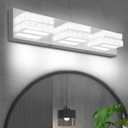 OKELI Bathroom Crystal Vanity Light Modern 3 Lights LED Vanity Light Over Mirror LED Wall Mounted Light Chrome, 6000K Cold White, 18W