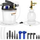 Luney Brake Bleeder Kit, Pneumatic Brake Fluid Bleeder Kit, One Person Operation Vacuum Brake Bleeder & Clutch Bleeding Kit with 1L Refilling Bottle & 16 Adapters for Automotive Brake System