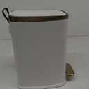 CEROELDA Small Bathroom Trash Can with Lid Soft Close-5L/1.3 Gal Slim Garbage Can-Metal Step Wastebasket-Rectangle Narrow Waste Bin for Office, Bedroom, Toilet, Live Room-White