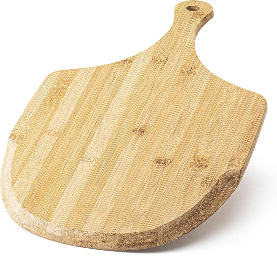 Pizza Peel, Premium Bamboo Pizza Spatula Paddle Cutting Board Handle (Baking Pizza, Bread, Cutting Fruit, Vegetables, Cheese) (17"L x 12"W)