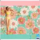 BYDOLL Beach Blanket Waterproof Sandproof 78''81'' Suits1-4 Adults Compact Lightweight Oversized Sand-Free Blanket Large Picnic Mat for Beach Travel Camping Hiking (Flowers) and Waterproof Phone Case