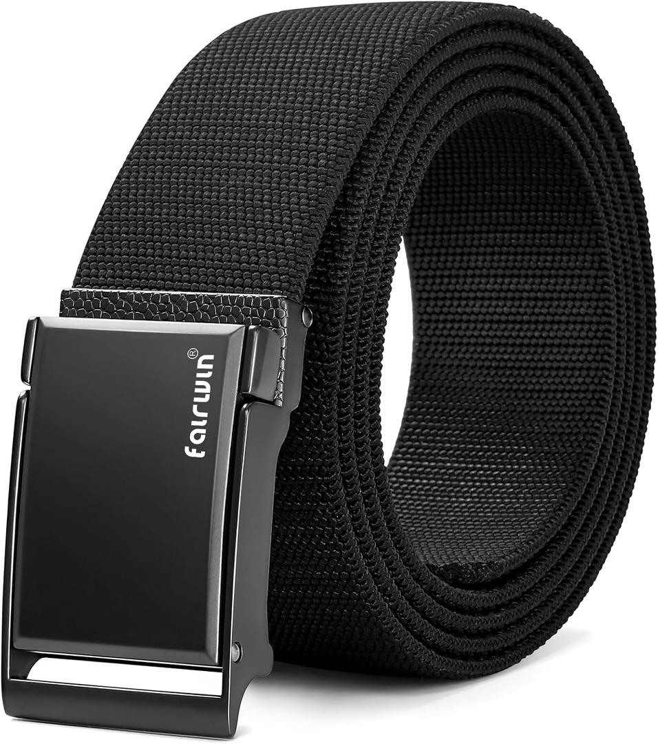 FAIRWIN Belts for Men, 1.5" Nylon Web Belts Men Casual Belt Outdoor Work Sports Hunting Hiking with Quick Release Buckle (Black)
