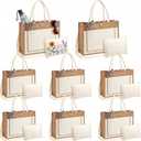 Sadnyy 16 Pcs Burlap Tote Bags Bulk with Crossbody Strap, Large