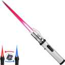 Torch Lighter, Bright Fire Lighter with Safety Lock and Adjustable Red/Blue Flame, Refillable Butane Gas Windproof Jet Flame Cool Lighters, for Candles Campfires BBQ Baking, Camping, Gift