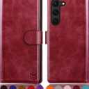 SUANPOT for Samsung Galaxy S23 5G Wallet case with RFID Blocking Credit Card Holder,Flip Book PU Leather Protective Cover Women Men for Samsung S23 Phone case Red