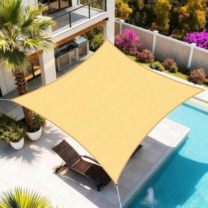Artpuch Sun Shade Sail, 16'X20' Sand Rectangular, Curved Edged Commercial Grade 185GSM Permeable Outdoor Shade Cloth for Deck, Backyard, Patio