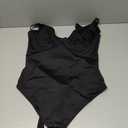 Womens Casual Cute High Cut Ruched Monokini Swimsuit One Piece Bathing Suit for Summer Beach and Pool, Black, Medium