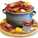 Gemscream 9 Pcs Crab Cake Topper Crab Boil Party Decorations Supplies Plastic Potato Corn Metal Pail for Theme Birthday Festival Potluck