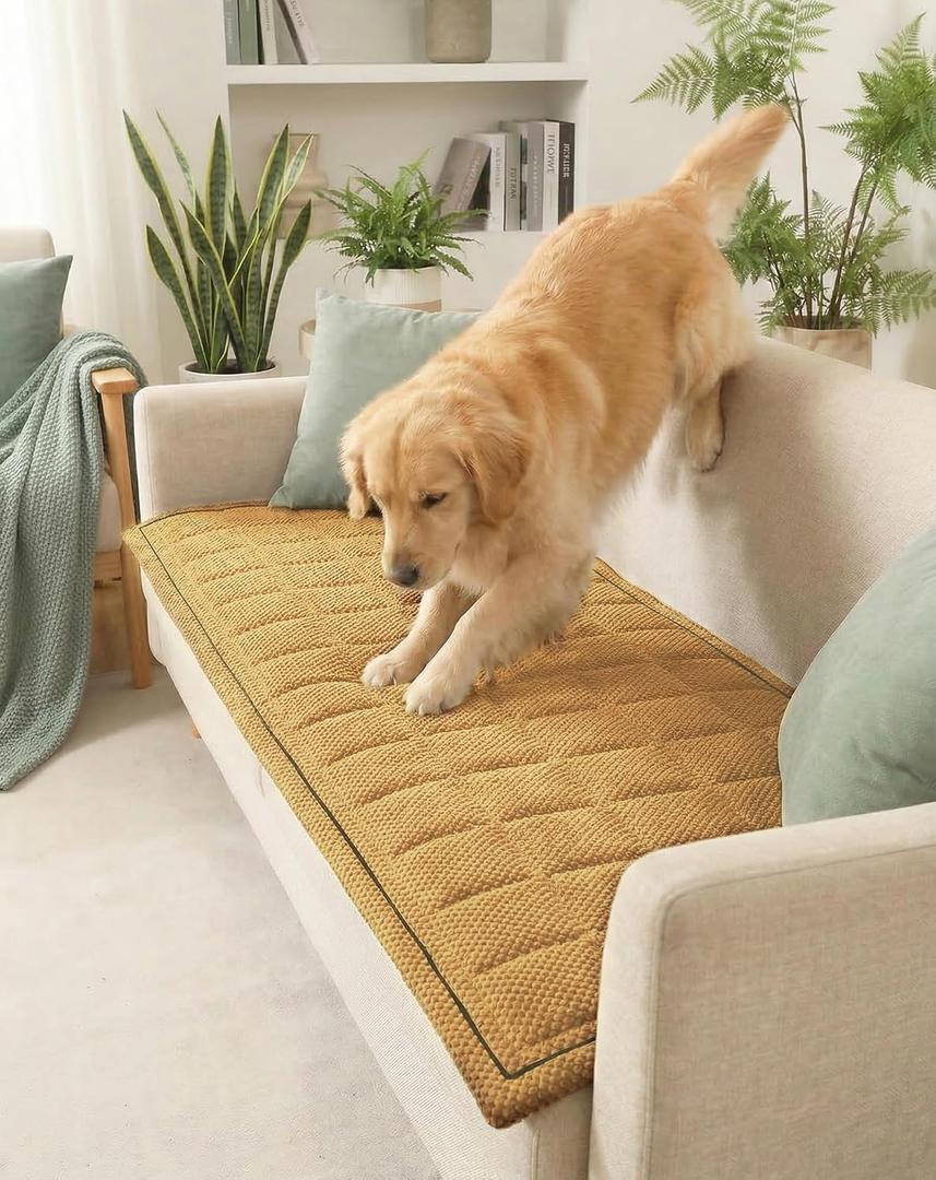 Couch Cover for Sofa and Dogs, Washable Waterproof Sofa Cover, Pet Couch Protector with Non Slip for 3 Cushion Couch Pet Friendly Furniture Cover(Brown,27.6" x 71"/70 x 180cm)