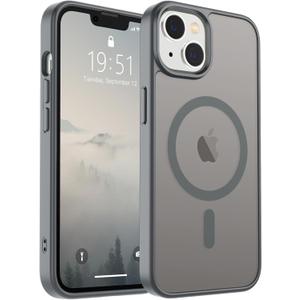 SUPFINE Magnetic for iPhone 14 Case & iPhone 13 Case (Compatible with MagSafe)(Military Grade Drop Protection) Slim Translucent Matte Shockproof Phone Cover,Gray