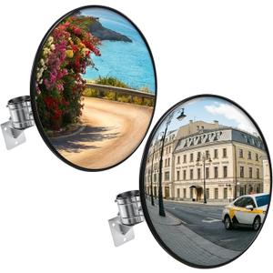 2 Pack 30in Convex Traffic Mirror, Safety Security Traffic Corner Mirrors, Adjustable Wide Angle View and Wall Mounting Corner Blind Spot, for Indoor Outdoor Garage School Classroom Warehouse