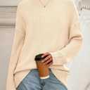 5 x PRETTYGARDEN Casual Long Sleeve Oversized Sweaters for Women 2026 Loose Mock Neck Pullover Sweater Ribbed Knit Fall Clothes (Beige)