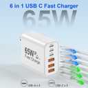 3 x 65W USB C Charger Block,3Pack 6-Port Type C Fast Phone Charging Block Cube PD Multiport USB C Power Adapter+QC 3.0 USB A Wall Plug for Apple iPhone 17/16/15/14/13/12/11 Pro Max/Plus/Air,iPad,Galaxy