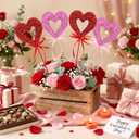 Soulchen 8 Pcs Valentines Day Heart Picks Tree Topper Decorations 15.7 Inch Heart Picks Extra Large Red Pink Glitter Foam Decorations for Valentine's Ornaments Centerpiece Table Decor(Glitter)