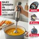 Mueller Multistick 5-in-1 Immersion Blender Handheld,12 Speed Hand Mixer-Turbo Boost, Heaviest Duty Copper Motor, Titanium reinforced Blades Hand Blender,Milk Frother Wand,Whisk,Beaker,Chopper,Grey