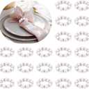 100 Pcs Silver Pearl Napkin Rings Set Elegant Wedding Napkin Holders, Disposable Golden Napkin Rings, Pearl Napkin Holders Bulk for Wedding, Party, Banquet, Birthday Table Decor (Silver, 100 pcs)