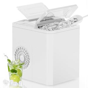 OLIXIS Nugget Ice Maker Machine, 26lbs in 24Hrs, 9 Ice Cubes in 6 Mins,Auto-Cleaning Portable Ice Maker with Basket and Scoop, Countertop Ice Maker for Home/Kitchen/Camping/RV, White