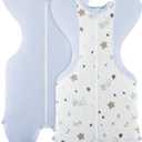 Susurration Baby Sleep Sack, Self-Soothing Swaddle for Newborns, Improves Sleep, Snug Fit Helps Calm Startle Reflex, Newborn Essentials for Baby, 2 Pack, 1-3 Months, 8-13 lb (Grey Star & Blue)