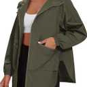 PESION Womens Waterproof Raincoat Lightweight Rain Jacket Trench Coat Hooded Windbreaker With Pockets for Outdoor (Green, S)