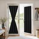 HOMEIDEAS Blackout French Door Curtain, Privacy Door Window Curtains, Thermal Insulated Blinds with Tie Up for Front, Sidelight, Glassdoor, Black, 26W X 72L Inch, 1 Panel