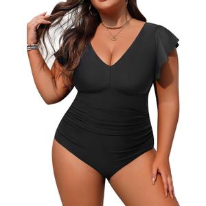 Yonique Plus Size Swimsuits for Women One Piece Tummy Control Bathing Suits Ruffle Swimwear (Black, 16W) Yonique Plus Size Swimsuits for Women One Piece Tummy Control Bathing Suits Ruffle Swimwear (Black, 16W)