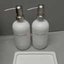 White Glass Soap and Lotion Dispenser Set by Brighter Barns - Bathroom Soap Dispenser Set Tray - Liquid Hand Soap Dispenser Pump - Modern Bathroom Accessories for Guest, Hotel, Spa, Restaurant (White)