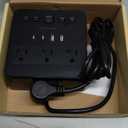 JACKYLED Alarm Clock with 4 USB Chargers Power Strip 3 Outlets 1700J Surge Protector Nightstand Dimmable Digital Clock with Dual Alarm and Snooze Function for Bedroom, Full Screen LED Display (Black)