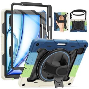 for Air 11 inch Case M3 2025 / M2 2024, Air 7th/6th Generation-with HD Screen Protector, 360 Rotating Kickstand/Hand Strap, Shoulder Strap, Pen Holder, Heavy Duty Military Grade- Kids Friendly