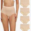 wirarpa Women's Cotton Underwear High Waisted Ladies Panties Full Coverage Briefs 4 Pack, L