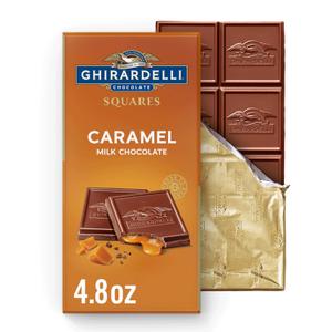 GHIRARDELLI Caramel Milk Chocolate SQUARES Bar  Premium Milk Chocolate Candy Bar Filled with Buttery Caramel, Individually Marked for Sharing, 4.8 oz Bar (4.8 Ounce (Pack of 1))