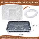 40 Pcs Paint Tray Liners Disposable 18 Inch Paint Roller Tray Liner Plastic Paint Tray Liner Bags Paint Pan Liners Large Paint Roller Tray Sets for House Painting Walls