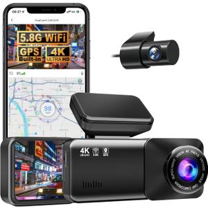 Osmo Dashcam Pro 2.0 4k with Front and Rear Camera, GPS, Free 64GB Card, Dashcam with Parking Monitoring, Parking Mode & Night Vsion, 170° Wide Angle