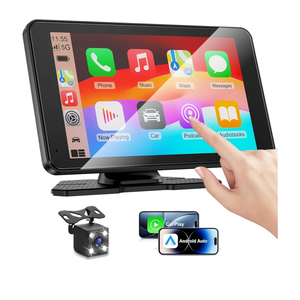 Apple Carplay Screen for Car, 7" HD Portable Car Stereo Touch Screen with Wireless Android Auto, Backup Camera with LED/Mirror Link/Voice Control/Bluetooth/GPS/AUX/FM Satellite Radio for All Vehicles