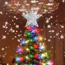 Christmas Tree Topper Lighted with 10M Colorful String Lights, Keten Silver Star Tree Toppers Decoration with 3D Rotating Pattern Projector, Tree Top for Indoor Outdoor Xmas Party Holiday (Silver)
