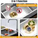 Anlige Kitchen Sink Drain Strainer, 3 in 1 Pop Up Kitchen Sink Stopper, with an Extra Basket Strainer, Universal for US Standard 3-1/2 Inch, Brushed Gold