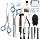 Hair Cutting Scissors Kit, 27PCS Professional Stainless-Steel Sharp Barber Professional Hairdressing Shears Set with 6.5 Inch Cutting Scissors, Thinning Shears for Man Woman Adults Kids Home Salon