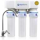 Aquasana Under Sink Water Filter | 3-Stage Max Flow Filtration | Certified to Reduce up to 99.99% of PFAS, Lead, Chlorine, & More | Under Counter Drinking Water Filter | Chrome Faucet | AQ-6300M-CHR