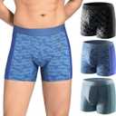 Carer Mens Incontinence Underwear, Washable Reusable Breathable Leak Proof Underwear for Men Boxer Briefs for Bladder Leakage, 80ml Absorbent Pad Breathable Waterproof 3 Pack, Small (Black/Blue/Light Blue)