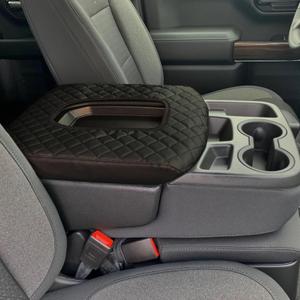 Zxiaochun Center Console Cover Compatible with 2019-2025 2026 Chevy Silverado/GMC Sierra Jump Seat Accessories, Middle Console Armrest Lid Leather Protective Cover(ONLY for Split Bench Seat Console)