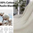 Simple&Opulence Cotton Muslin Throw Blanket for Bed, Couch, Knit Woven Gauze Blanket with Tassels, Soft Lightweight Cozy Pre-Washed Breathable Farmhouse Decoration for All-Season (Cream)