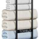 Onader Towel Racks for Bathroom Wall Mounted, 30 Inch Bath Storage Towel Holder with Metal Shelf, Black