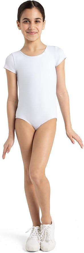 Capezio girls Short Sleeve Leotard - Girls (Large (12-14), White)