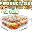 50 Pcs Snack Containers, 4 Compartment Bento Box with Lids, Plastic Food Storage Containers for Work Travel Camping(Clear)