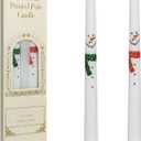 Floral Taper Candles 10 Inch Tall Unscented Handmade Snowman Print Candles Long Burning Elegant Candlesticks for Christmas Decor Gifts