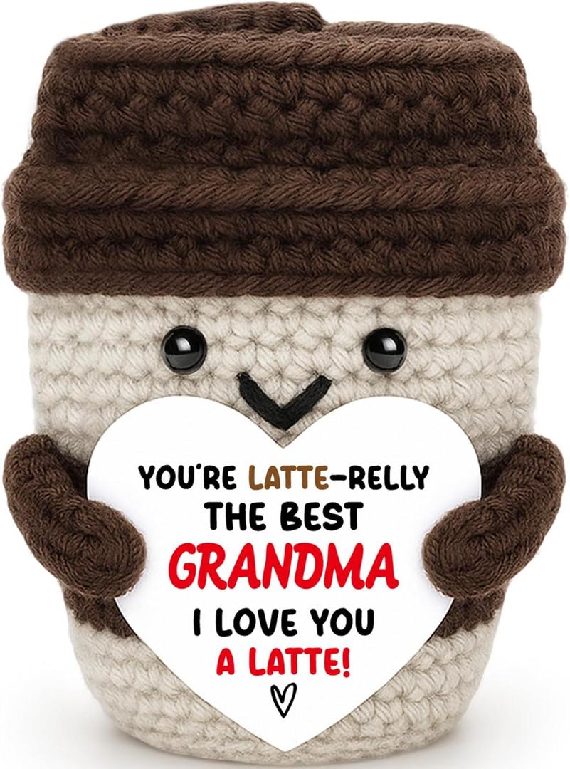 Agantree art Grandma Gifts from Granddaughter Grandson Birthday Gifts Great Grandma I Love You A Latte Coffee Mug Handmade Crochet Christmas Positive Ideas Cute Stuff Small Desk Home Decoration